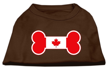 Bone Shaped Canadian Flag Screen Print Shirts Brown XL